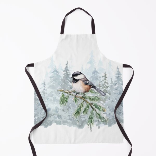 Item preview, Watercolor Winter Spruce Tree Chickadee designed and sold by countrymouse.