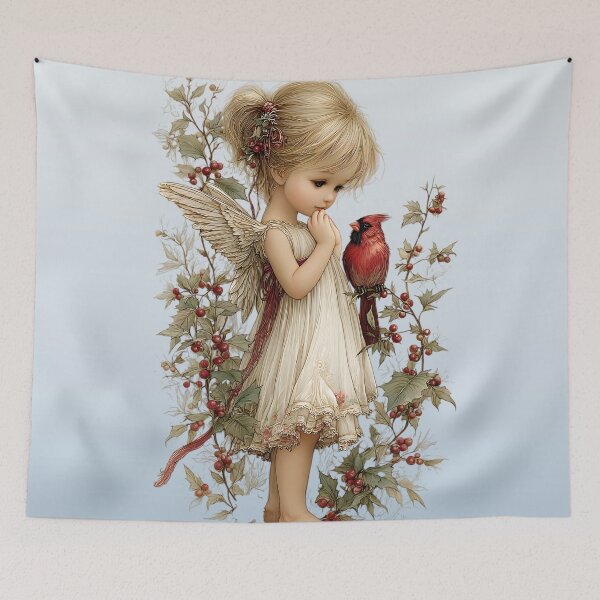 Item preview, Little Angel with Red Cardinal designed and sold by Eclectic Monkey.