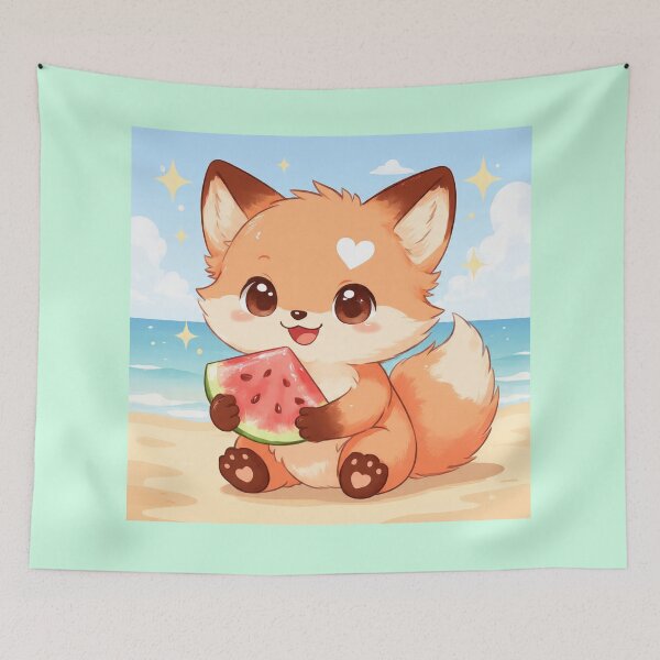 Item preview, Kira Summer with Watermelon – Fox Companions designed and sold by Cute-Companions.