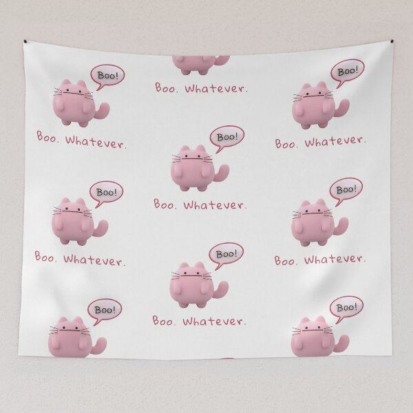 Item preview, Boo Whatever Funny Pink Cat T-Shirt - Cute Unenthusiastic Ghost Meme designed and sold by HumTumMe.