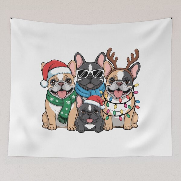 Item preview, French Bulldog Christmas Cheer Cartoon Holiday Frenchies designed and sold by chattsuede.