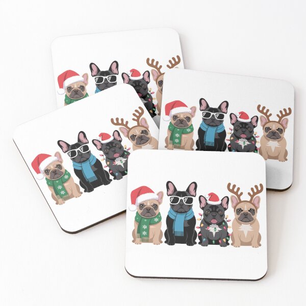 Item preview, French Bulldog Christmas Gift Four Festive Frenchies designed and sold by chattsuede.