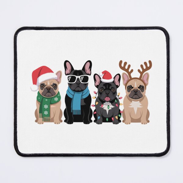 Item preview, French Bulldog Christmas Gift Four Festive Frenchies designed and sold by chattsuede.