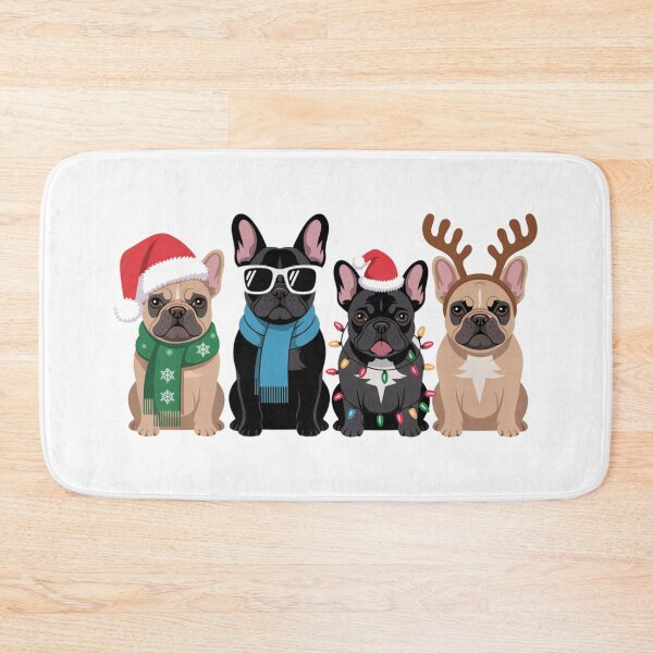 Item preview, French Bulldog Christmas Gift Four Festive Frenchies designed and sold by chattsuede.