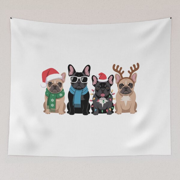 Item preview, French Bulldog Christmas Gift Four Festive Frenchies designed and sold by chattsuede.