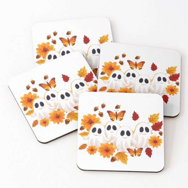 Item preview, Autumn Ghost Family- Cute Fall Ghosts with Leaves designed and sold by wearandwonder.