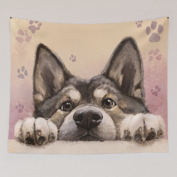 Item preview, Akita Peeking over Wall 02 designed and sold by Elisabeth Lucas.