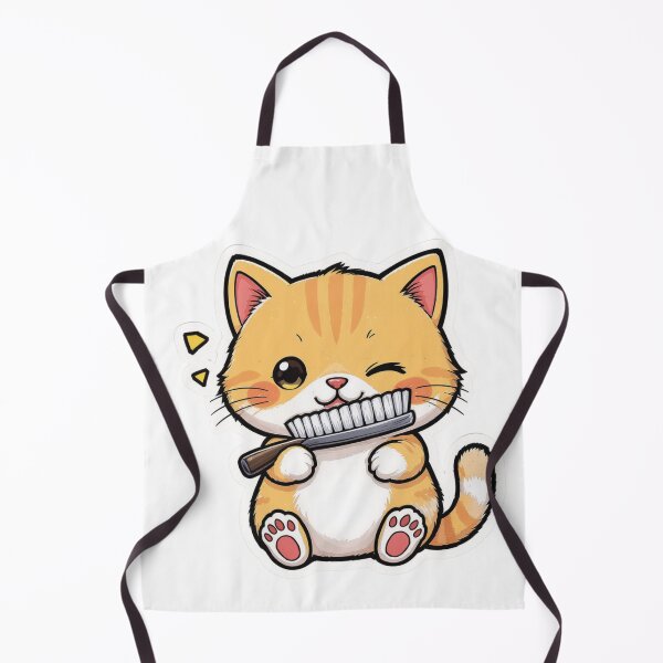 Item preview, Cute Brushing Cat – Adorable Kawaii Kitty designed and sold by Finestrokes.art.
