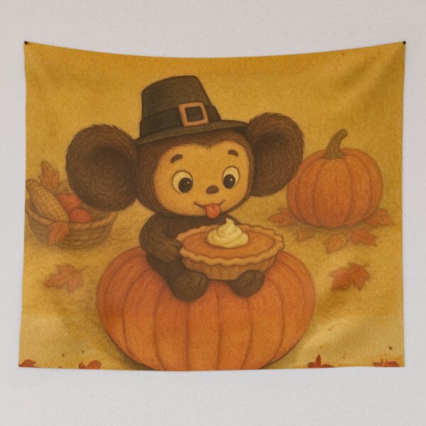 Item preview, Cheburashka Licking Thanksgiving Pie designed and sold by Russian101.