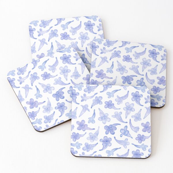 Item preview, Blue Jacaranda Flowers in Watercolor Pattern (White Background) designed and sold by andrebalest.art.