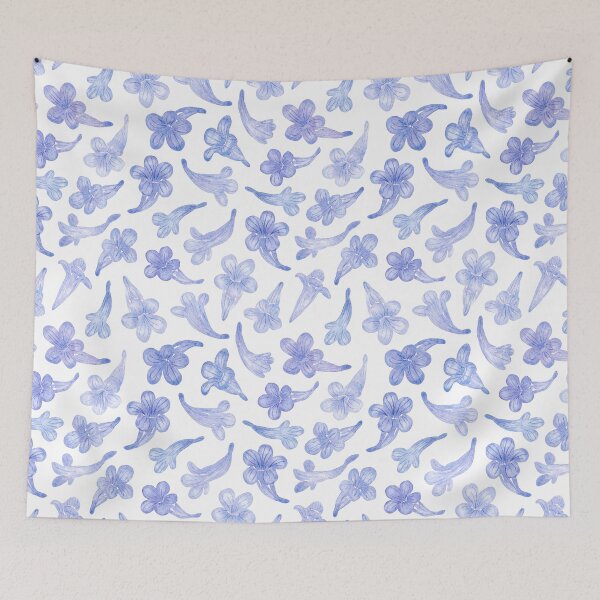 Item preview, Blue Jacaranda Flowers in Watercolor Pattern (White Background) designed and sold by andrebalest.art.