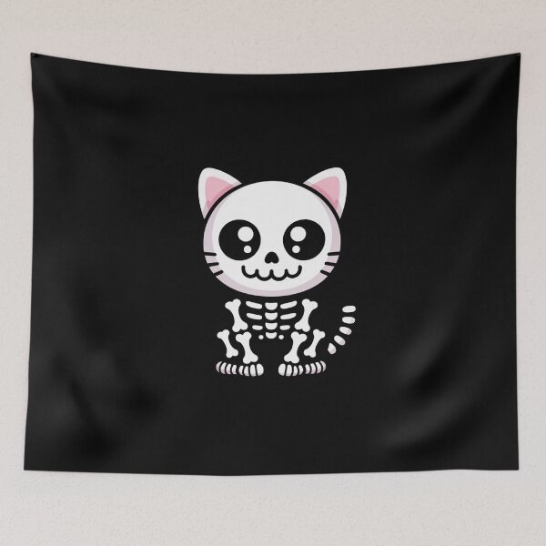 Item preview, Kawaii Skeleton Cat – Cute Minimal Spooky-Cute Animal Design designed and sold by ColorSplash123.