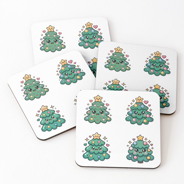 Item preview, Cartoon Christmas Tree, Kawaii Christmas Tree Set designed and sold by graphic-genie.