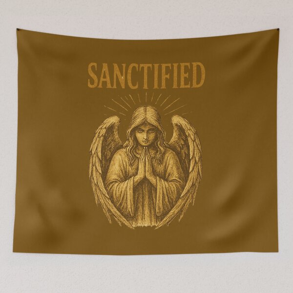 Item preview, SANCTIFIED – Praying Angel Vintage Illustration (Golden Sepia Divine Art) designed and sold by Tidal Arts.