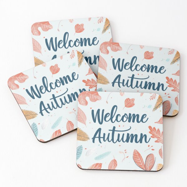 Item preview, Fall greeting card with colorful leaves and text Welcome Autumn, AI generated designed and sold by dvoevnore.