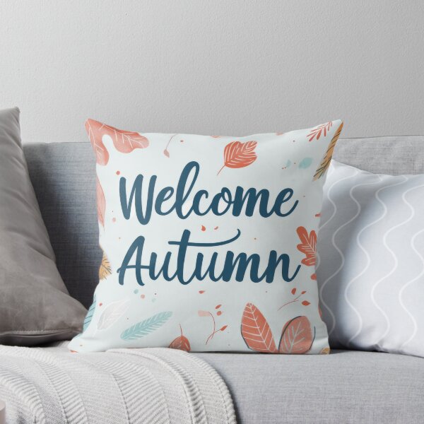 Item preview, Fall greeting card with colorful leaves and text Welcome Autumn, AI generated designed and sold by dvoevnore.
