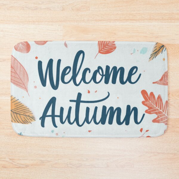 Item preview, Fall greeting card with colorful leaves and text Welcome Autumn, AI generated designed and sold by dvoevnore.