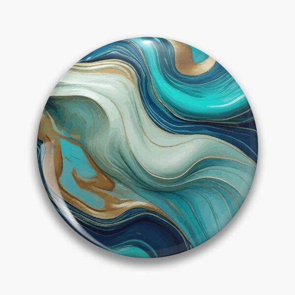 Item preview, Blue Turquoise White Abstract Fluid Painting  designed and sold by Vicky Brago-Mitchell®.