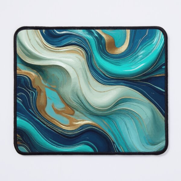 Item preview, Blue Turquoise White Abstract Fluid Painting designed and sold by Vicky Brago-Mitchell®.