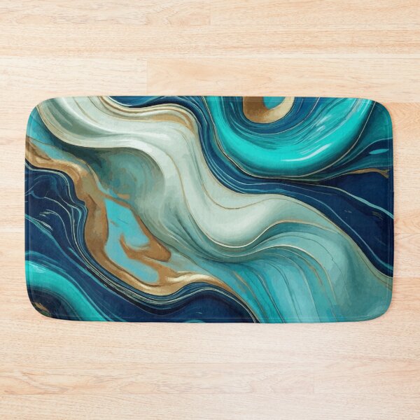 Item preview, Blue Turquoise White Abstract Fluid Painting  designed and sold by Vicky Brago-Mitchell®.