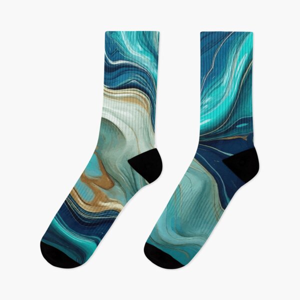 Item preview, Blue Turquoise White Abstract Fluid Painting  designed and sold by Vicky Brago-Mitchell®.