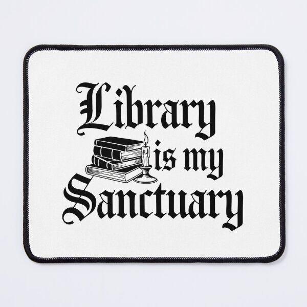 Item preview, "Library is my Sanctuary" Candle Gothic Book Lover Design designed and sold by pixelpopplanet.
