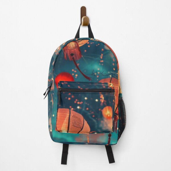 Item preview, Traditional Chinese lanterns against fireworks in night sky, background, AI generated designed and sold by dvoevnore.