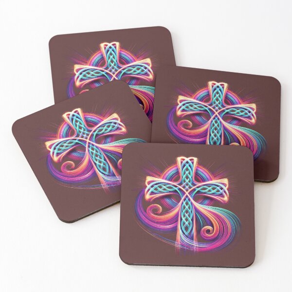 Item preview, Celtic Neon Cross – Glowing Brushstroke Light Symbol designed and sold by CelticSoulShop.