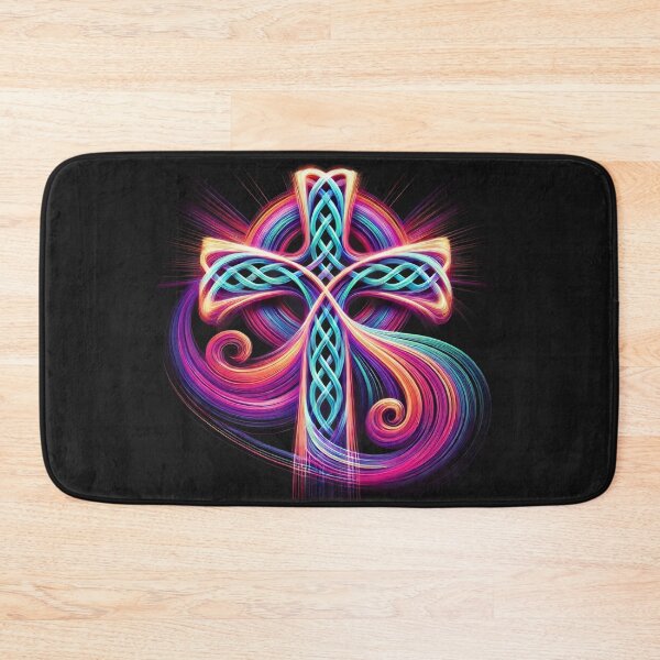 Item preview, Celtic Neon Cross – Glowing Brushstroke Light Symbol designed and sold by CelticSoulShop.