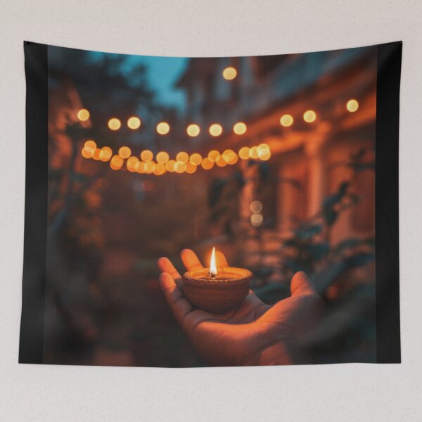 Item preview, Hand holding lit oil lamp in front of illuminated doorway, evening setting, AI Generated designed and sold by dvoevnore.