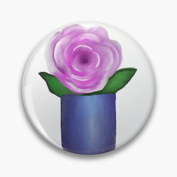 Item preview, Pink Rose in a Blue Vase or pencil caddy for a desk, floral print or painting on canvas designed and sold by Lis8973.