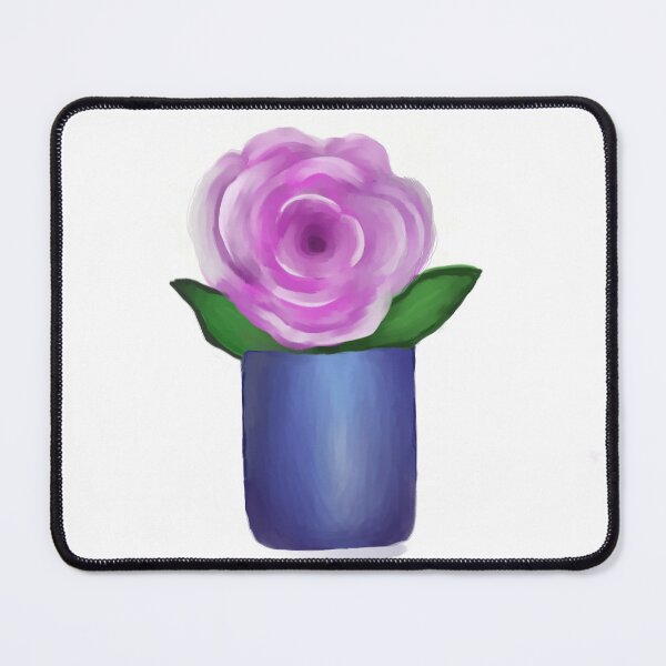 Item preview, Pink Rose in a Blue Vase or pencil caddy for a desk, floral print or painting on canvas designed and sold by Lis8973.