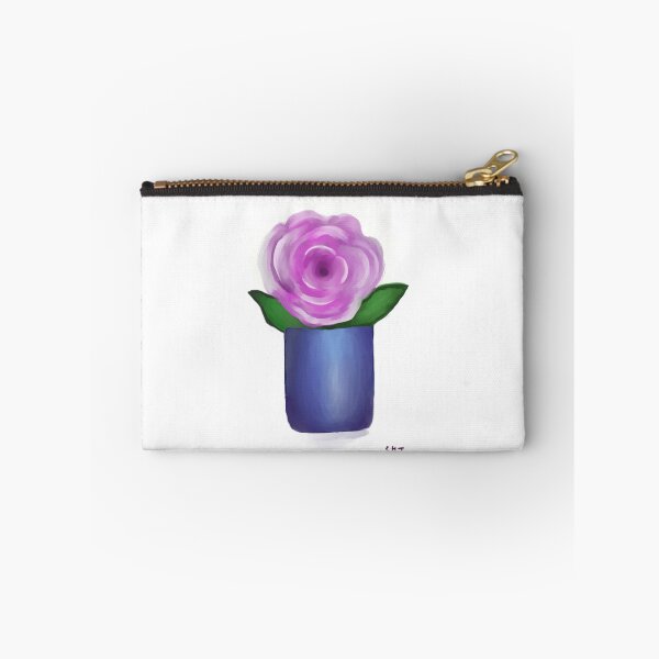 Item preview, Pink Rose in a Blue Vase or pencil caddy for a desk, floral print or painting on canvas designed and sold by Lis8973.