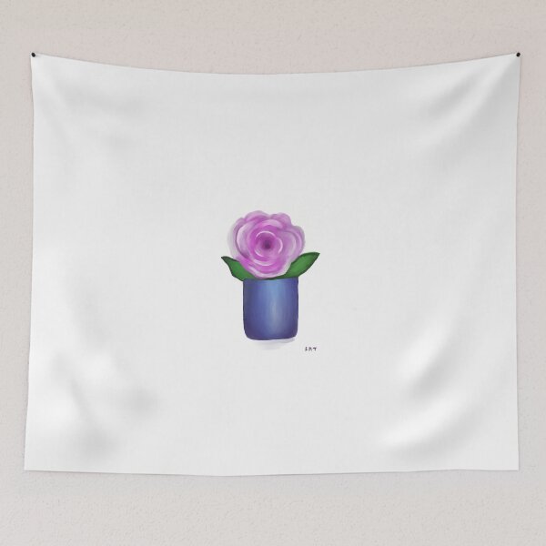 Item preview, Pink Rose in a Blue Vase or pencil caddy for a desk, floral print or painting on canvas designed and sold by Lis8973.