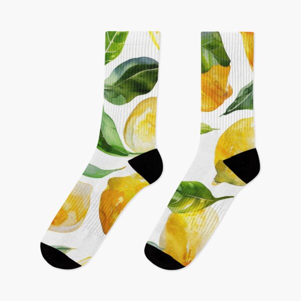 Item preview, Watercolor illustration of yellow lemons with green leaves on white background, AI generated designed and sold by dvoevnore.
