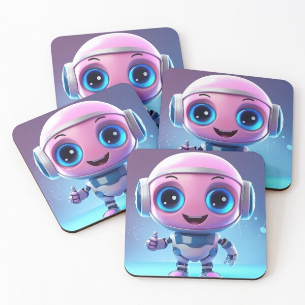 Item preview, Cute robot friendly digital assistant character with glowing blue lights, AI generated designed and sold by dvoevnore.