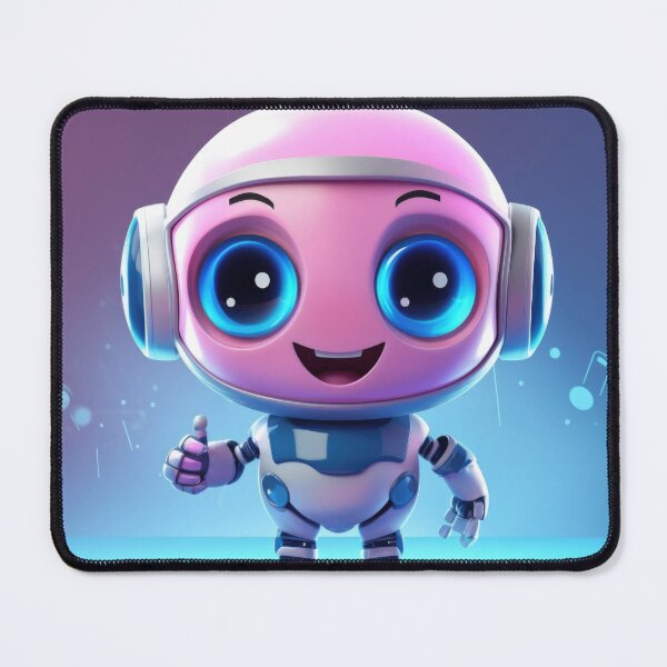 Item preview, Cute robot friendly digital assistant character with glowing blue lights, AI generated designed and sold by dvoevnore.