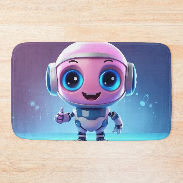 Item preview, Cute robot friendly digital assistant character with glowing blue lights, AI generated designed and sold by dvoevnore.
