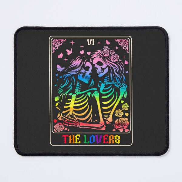 Item preview, The Lovers Tarot Card - Skeleton Lovers LGBTQ Lesbian Tie Dye Rainbow Pride designed and sold by Pingestre.