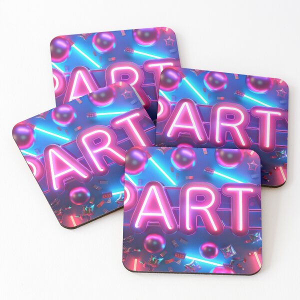 Item preview, Vibrant purple neon PARTY sign in retro 90s style glowing maximalist background AI Generated content designed and sold by dvoevnore.