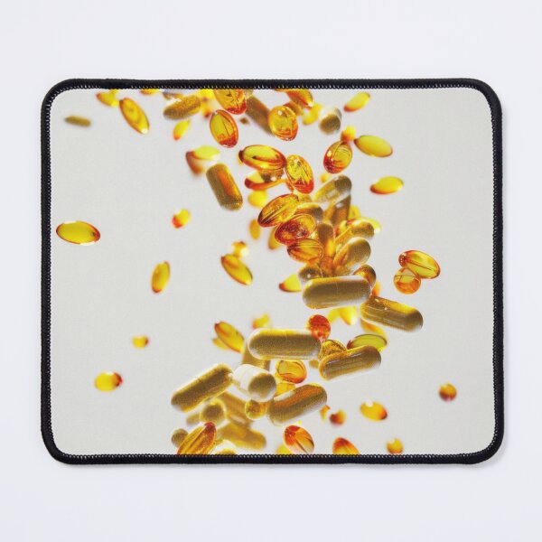 Item preview, Colorful pills and capsules falling in mid-air on white background, AI Generated designed and sold by dvoevnore.