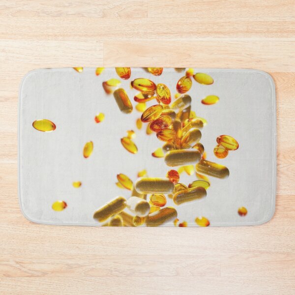 Item preview, Colorful pills and capsules falling in mid-air on white background, AI Generated designed and sold by dvoevnore.