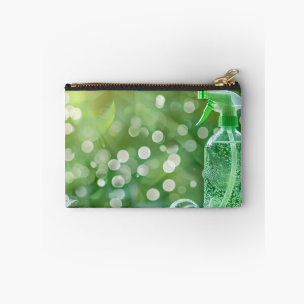 Item preview, Spray bottle with green leaves in nature background, AI Generated designed and sold by dvoevnore.
