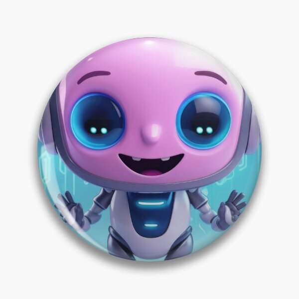 Item preview, Cute robot friendly digital assistant character with glowing blue lights, AI generated designed and sold by dvoevnore.