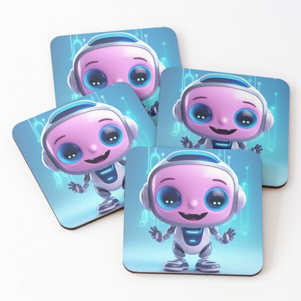 Item preview, Cute robot friendly digital assistant character with glowing blue lights, AI generated designed and sold by dvoevnore.