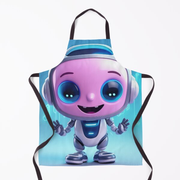 Item preview, Cute robot friendly digital assistant character with glowing blue lights, AI generated designed and sold by dvoevnore.