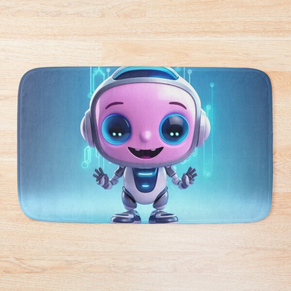 Item preview, Cute robot friendly digital assistant character with glowing blue lights, AI generated designed and sold by dvoevnore.