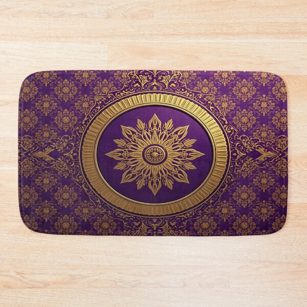 Artikelvorschau, Royal Crown Medallions Ankara Design – Lila, Gold & Schwarz Afrikanischer Druck entworfen und verkauft von Cultradesign.