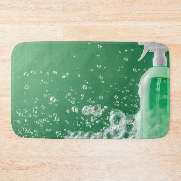 Item preview, Spray bottle with green liquid and foam on green background, AI Generated designed and sold by dvoevnore.