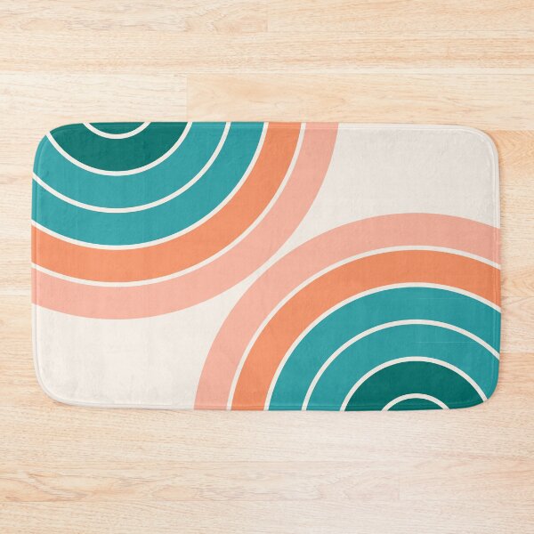 Item preview, Midcentury Modern Geometric Rainbow 11 in eclectic boho teal orange designed and sold by nineFlorals.